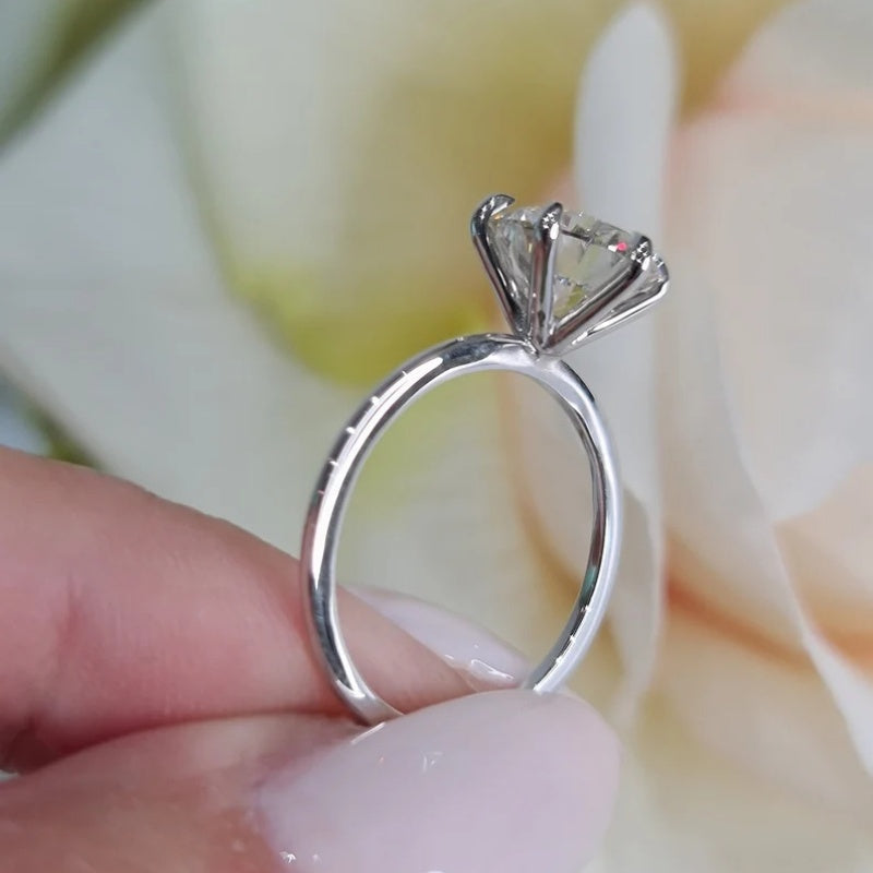 10K Gold Lab Grown Diamond CVD 2.5CT Round-Cut Six Prongs Solitaire Engagement Ring