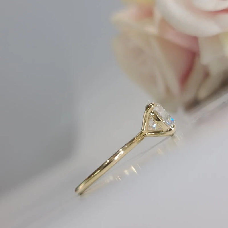 10K Gold Lab Grown Diamond CVD 2.5CT Round-Cut Solitaire Classic 4 Prongs Promise Ring