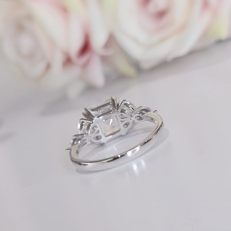 14K Gold Lab Grown Diamond CVD 5CT Asscher-Cut Luxury Anniversary Ring Gift For Her