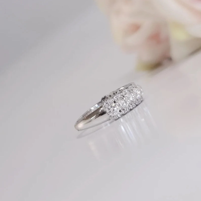 14K Gold Lab Grown Diamond CVD 1.6CT Round-Cut Unique Design Promise Ring For Her