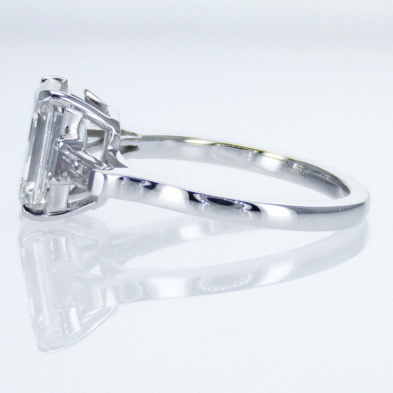 14K Gold Lab Grown Diamond CVD 3CT Emerald-Cut Three Stone Wedding Ring Anniversary Gift For Her