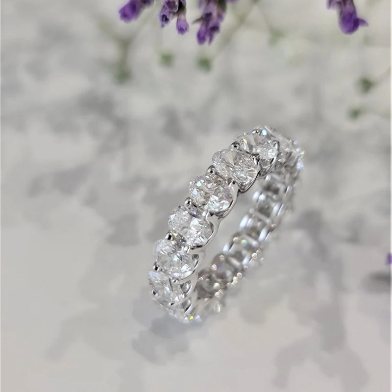 10K Gold Lab Grown Diamond CVD 5.6CT Oval-Cut Eternity Wedding Band