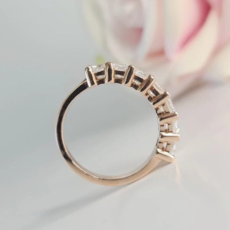 18K Gold Lab Grown Diamond CVD Emerald-Cut Eternity CVD Engagement Ring