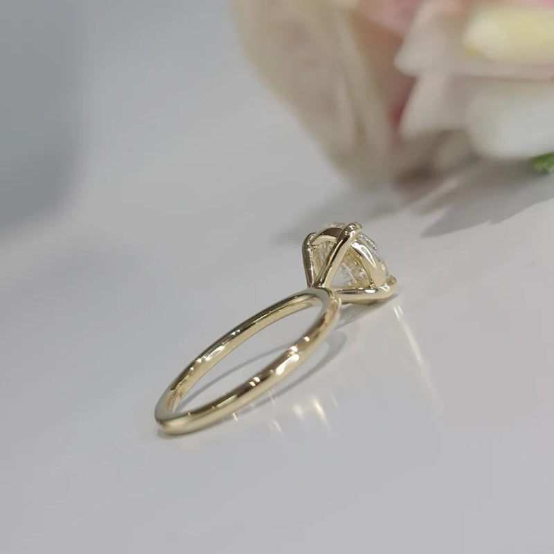 10K Gold Lab Grown Diamond CVD 2.5CT Round-Cut Solitaire Classic 4 Prongs Promise Ring