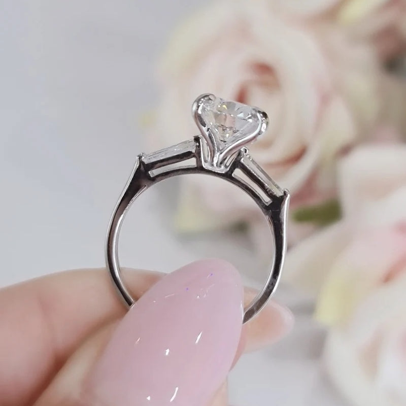 14K Gold Lab Grown Diamond CVD 2CT Cushion-Cut Three Stone Anniversary Ring