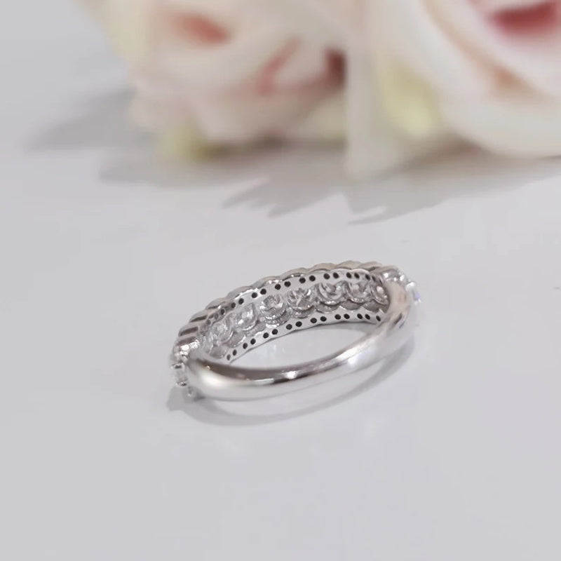 14K Gold Lab Grown Diamond CVD 1.6CT Round-Cut Unique Design Promise Ring For Her