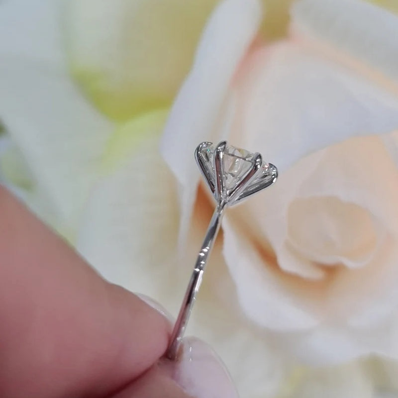10K Gold Lab Grown Diamond CVD 2.5CT Round-Cut Six Prongs Solitaire Engagement Ring
