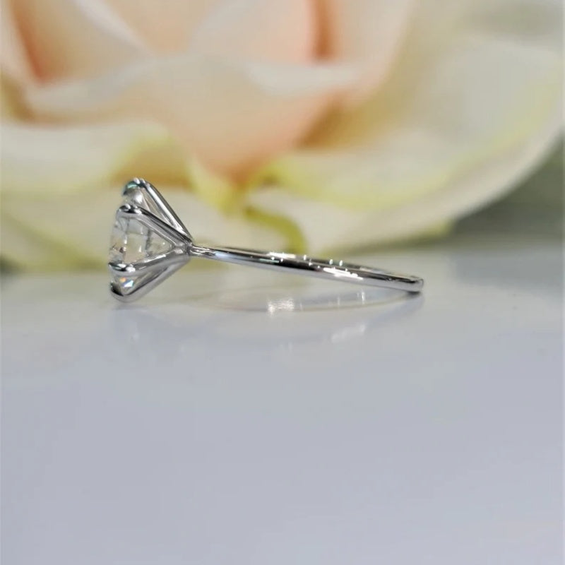 10K Gold Lab Grown Diamond CVD 2.5CT Round-Cut Six Prongs Solitaire Engagement Ring