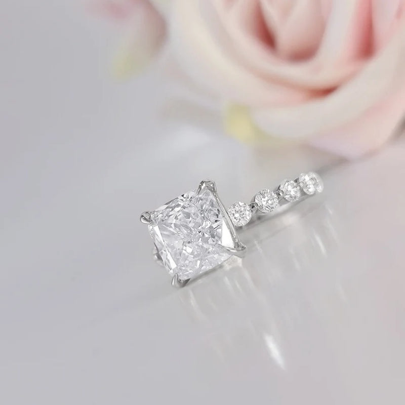 14K Gold Lab Grown Diamond CVD 3CT Cushion-Cut Simple and Stylish Anniversary Ring