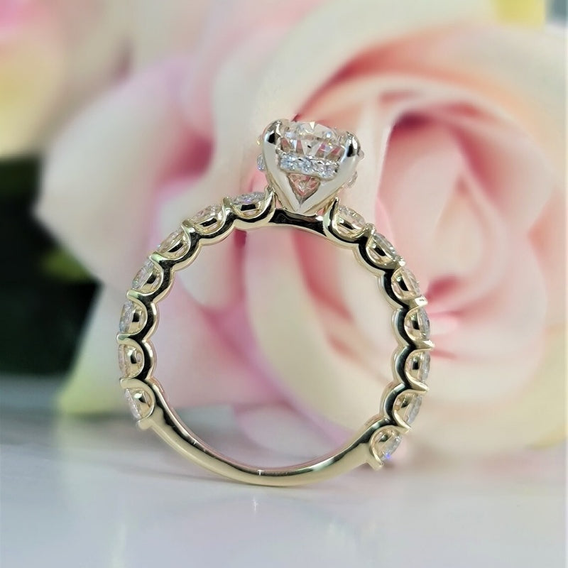 14K Gold Lab Grown Diamond CVD 3CT Oval-Cut 3/4 Etrenity Anniversary Ring
