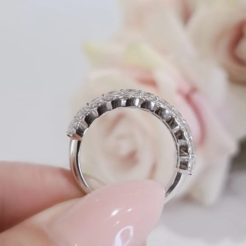 14K Gold Lab Grown Diamond CVD 1.6CT Round-Cut Unique Design Promise Ring For Her
