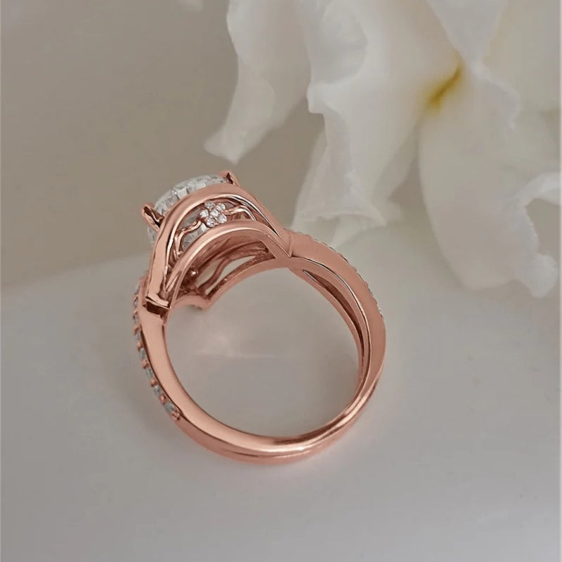 14K Gold Lab Grown Diamond CVD 3.5CT Pear-Cut Ethical Luxury Bridal Engagement Ring