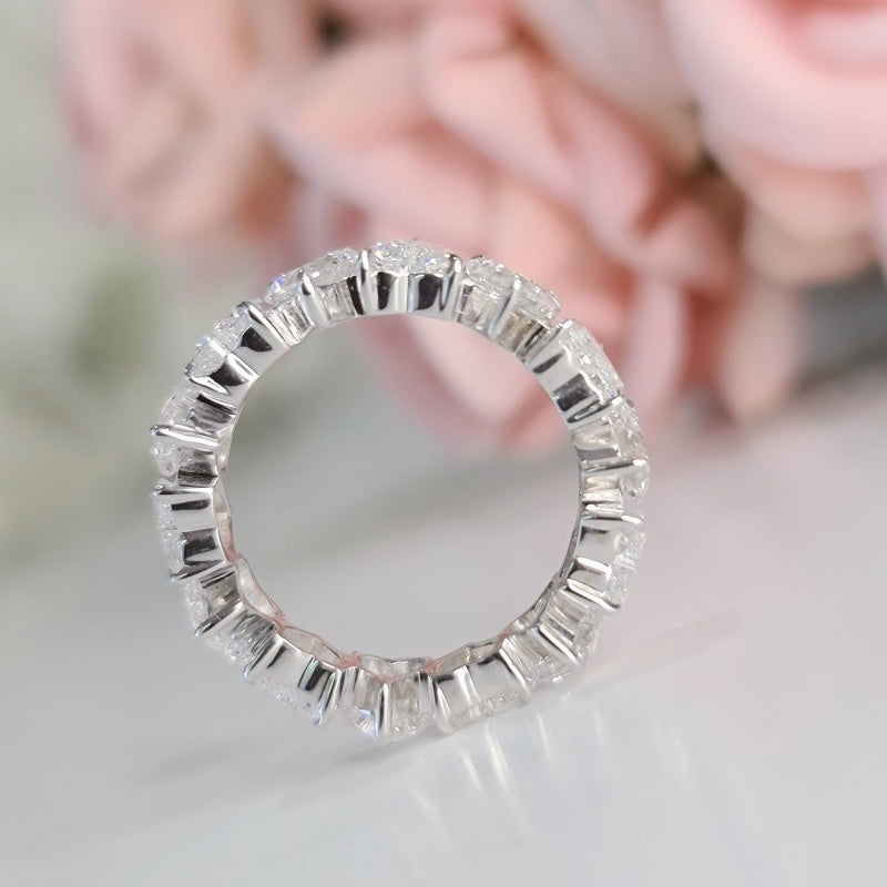 10K Gold Lab Grown Diamond CVD 5.9CT Heart-Cut Eternity Wedding Band For Daily Wear