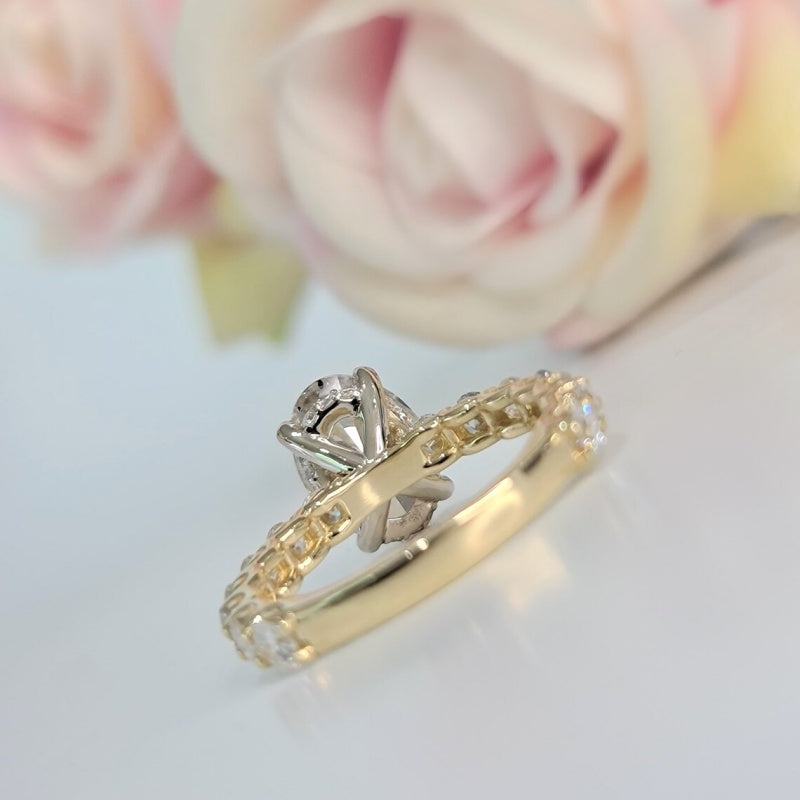 14K Gold Lab Grown Diamond CVD 3CT Oval-Cut 3/4 Etrenity Anniversary Ring