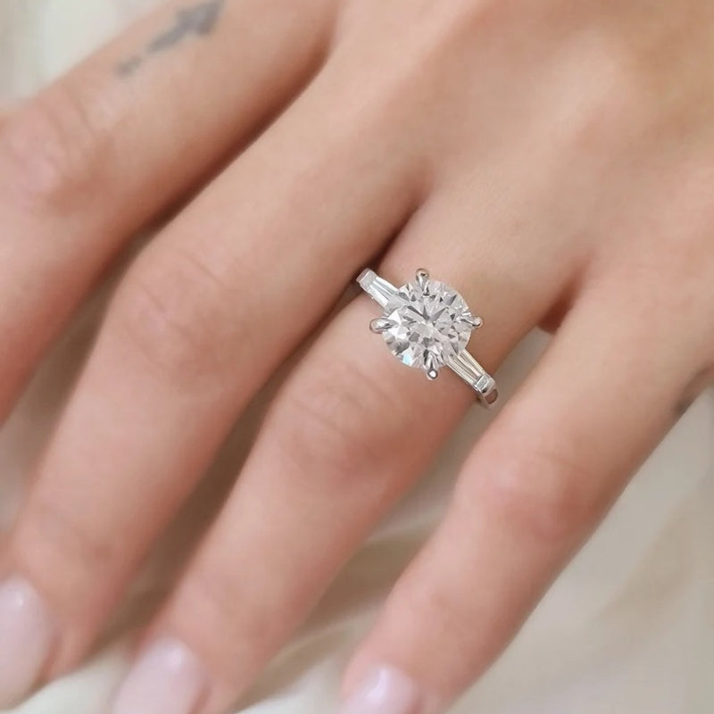 14K Gold Lab Grown Diamond CVD 2CT Cushion-Cut Three Stone Anniversary Ring