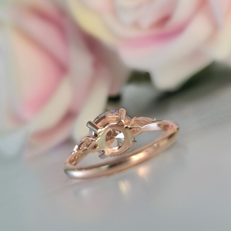 14K Gold Lab Grown Diamond CVD 3CT Round-Cut Pear Side Stones Engagement Ring