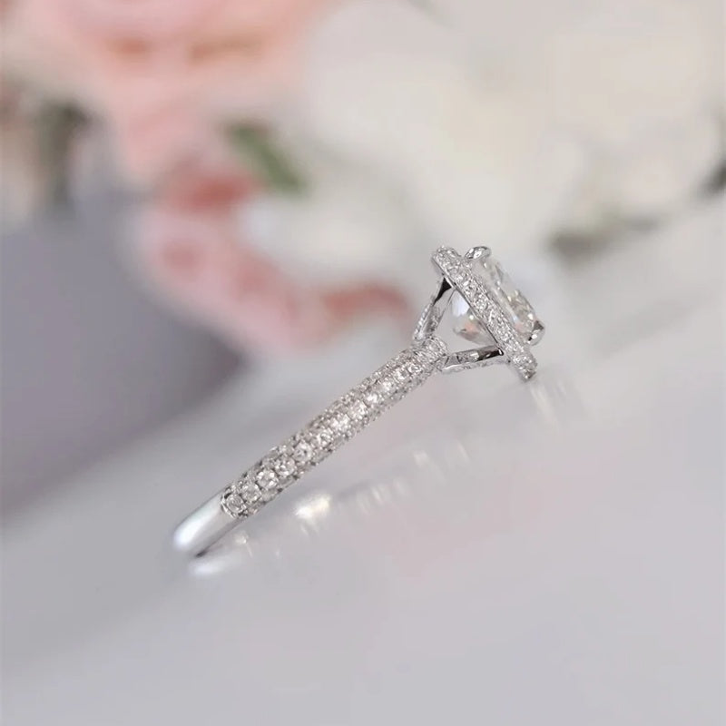 14K Gold Lab Grown Diamond CVD 2CT Cushion-Cut Halo & Pave Anniversary Ring