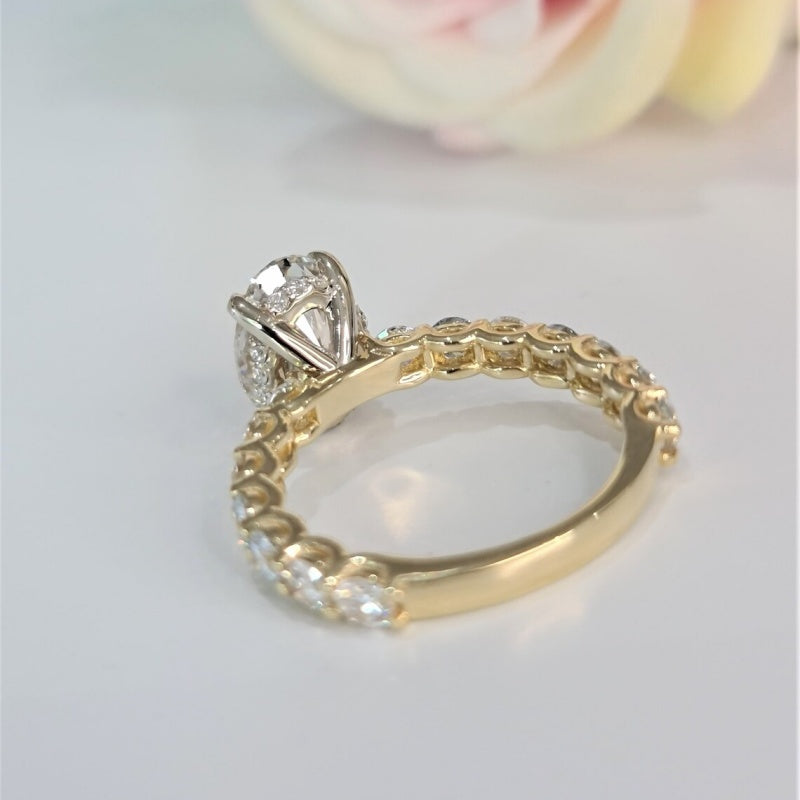 14K Gold Lab Grown Diamond CVD 3CT Oval-Cut 3/4 Etrenity Anniversary Ring