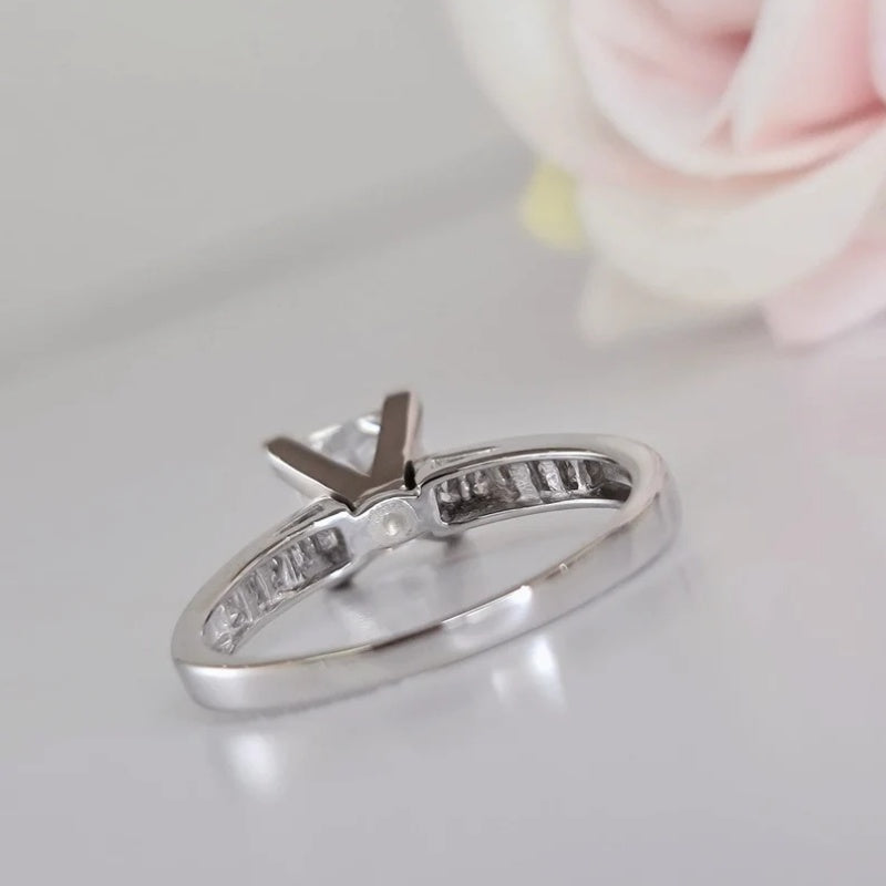14K Gold Lab Grown Diamond CVD 2CT Princess-Cut Channel Set Engagement Ring