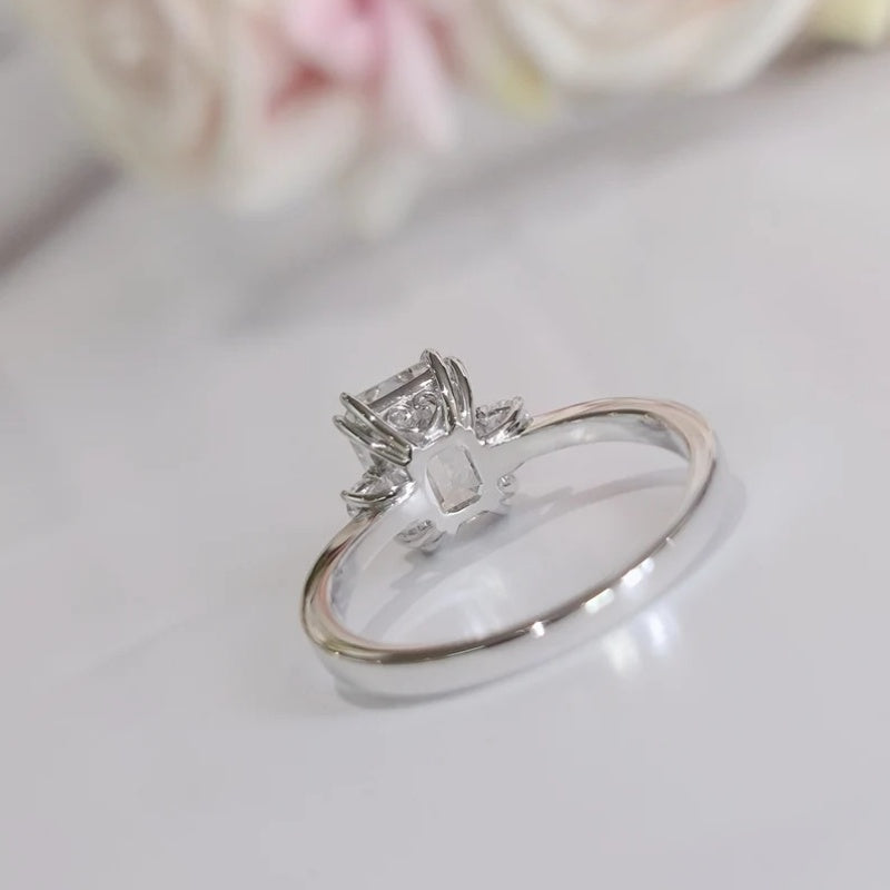14K Gold Lab Grown Diamond CVD 2CT Emerald-Cut Couple Promise Ring Set