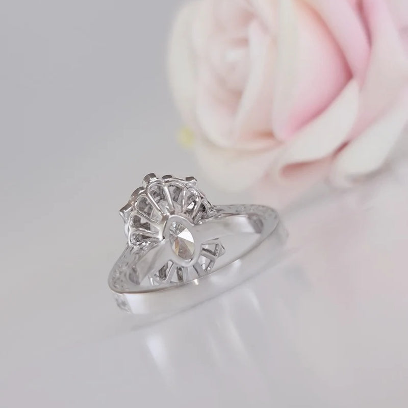 14K Gold Lab Grown Diamond CVD 2CT Oval-Cut Vintage Royal Style Classic Ring