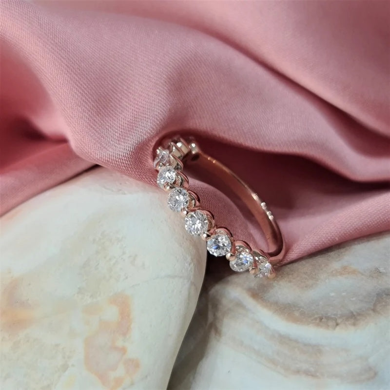 10K Gold Lab Grown Diamond CVD 1CT Round-Cut Eternity Wedding Band