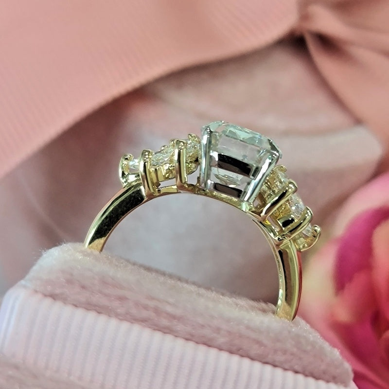 14K Gold Lab Grown Diamond CVD 4CT Emerald-Cut Two Tone Luxury Anniversary Ring