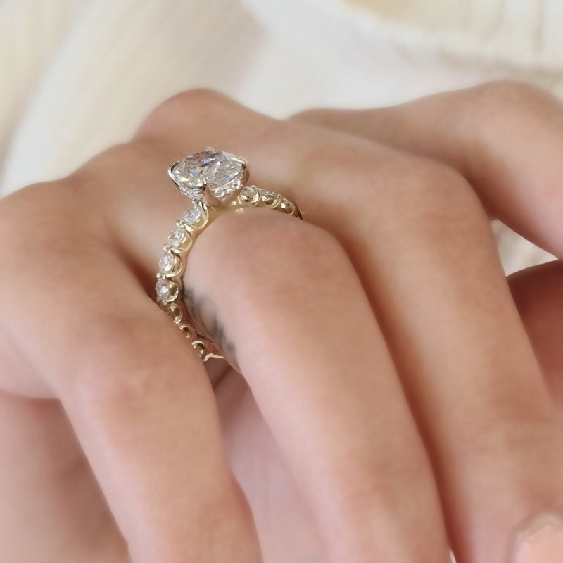 14K Gold Lab Grown Diamond CVD 3CT Oval-Cut 3/4 Etrenity Anniversary Ring