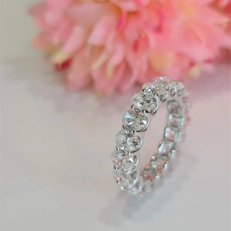 10K Gold Lab Grown Diamond CVD 5.6CT Oval-Cut Eternity Wedding Band