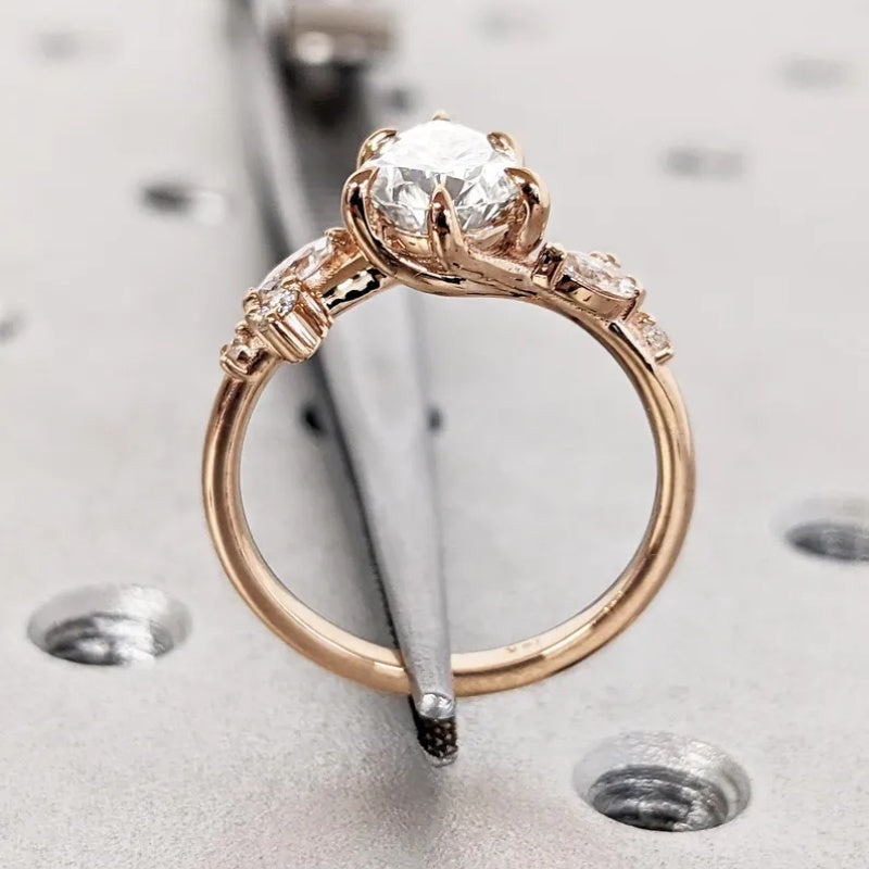 14K Gold Lab Grown Diamond CVD 2CT Pear-Cut Six Prong Vintage Inspired Bridal Engagement Ring