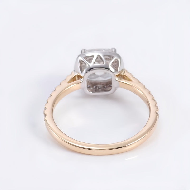 10K Gold Lab Grown Diamond CVD 1CT Cushion-Cut Two Tone Half Etrenity Anniversary  Ring