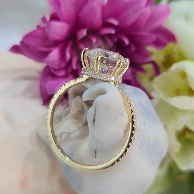 14K Gold Lab Grown Diamond CVD 2CT Round-Cut With Basket Set Engagement Ring