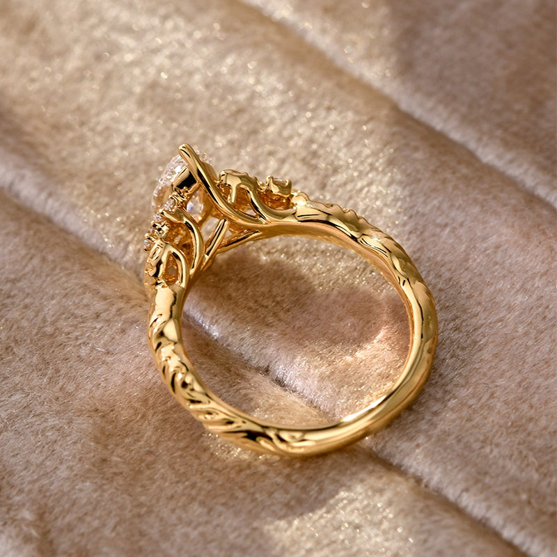 18K Gold Lab Grown Diamond CVD 1CT Marquise Tree-Shaped Ring Gift For Women