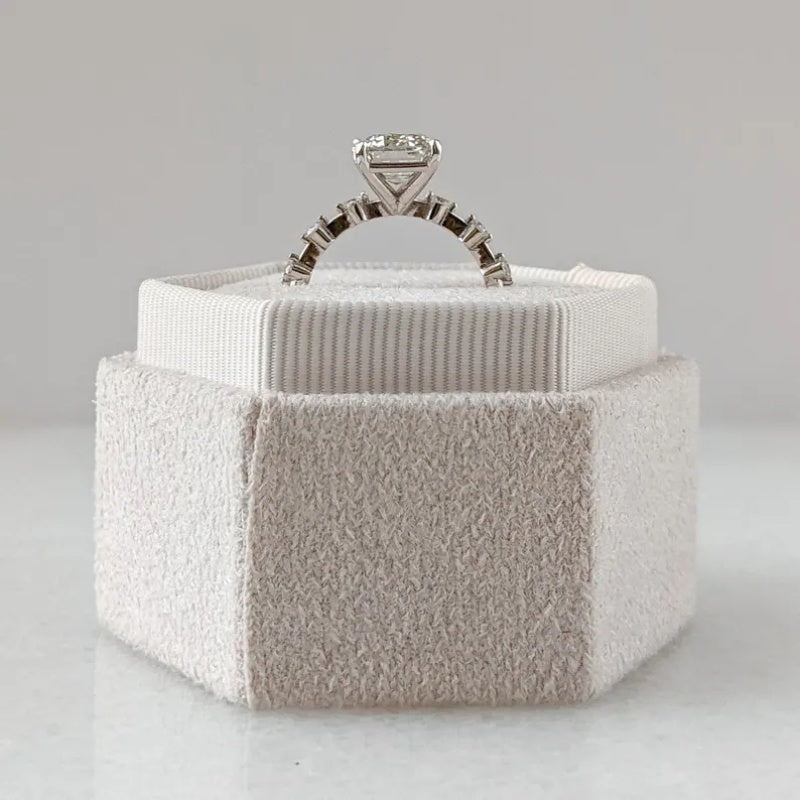 14K Gold Lab Grown Diamond CVD 2CT Emerald-Cut Prong Set Wedding Bridal Ring