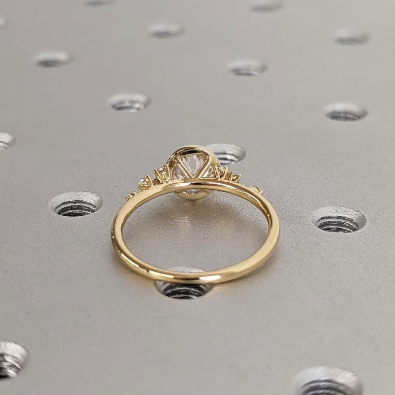 14K Gold Lab Grown Diamond CVD 2.5CT Round-Cut Bezel Vintage Snowdrift Wedding Ring