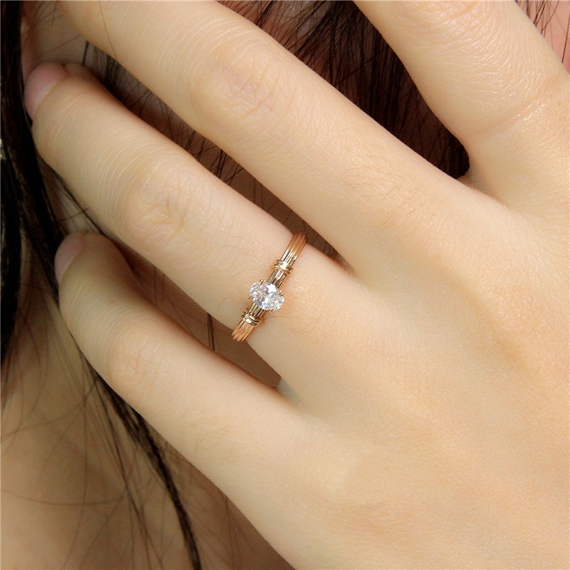 10K Gold Lab Grown Diamond CVD 1CT Oval-Cut Double Knot Shoulder Engagement Ring