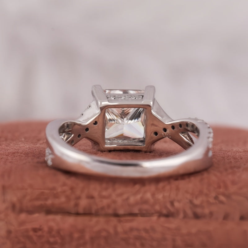 10K Gold Lab Grown Diamond CVD 2CT Princess-Cut Twisted Pave Band Anniversary Ring