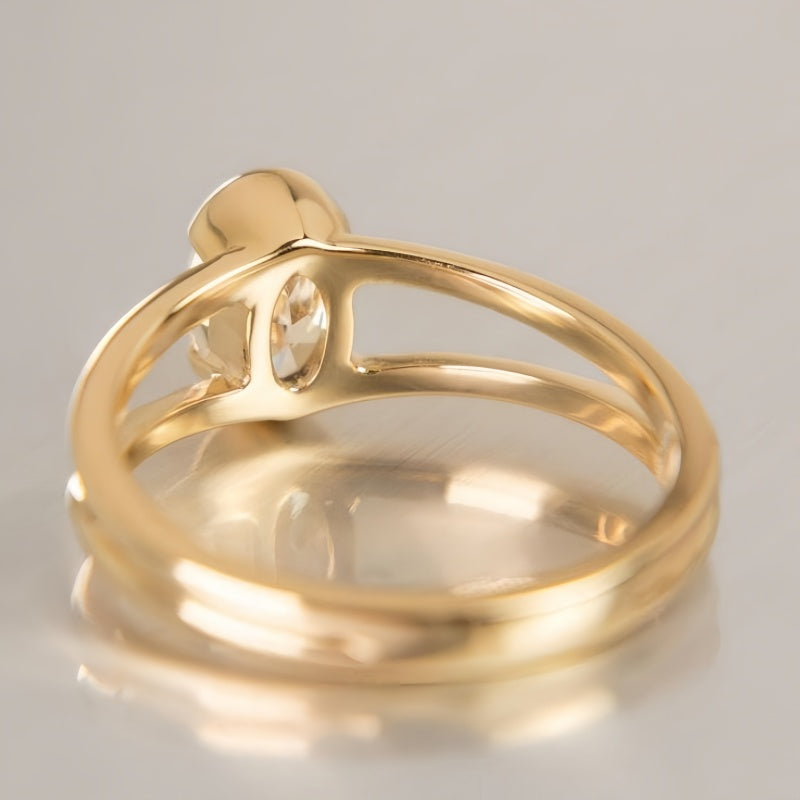 10K Gold Lab Grown Diamond CVD 2CT Oval-Cut Split Shank Band Solitaire Engagement Ring