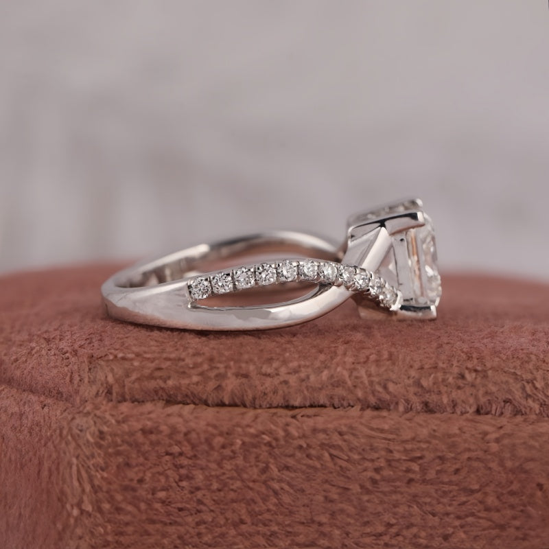 10K Gold Lab Grown Diamond CVD 2CT Princess-Cut Twisted Pave Band Anniversary Ring