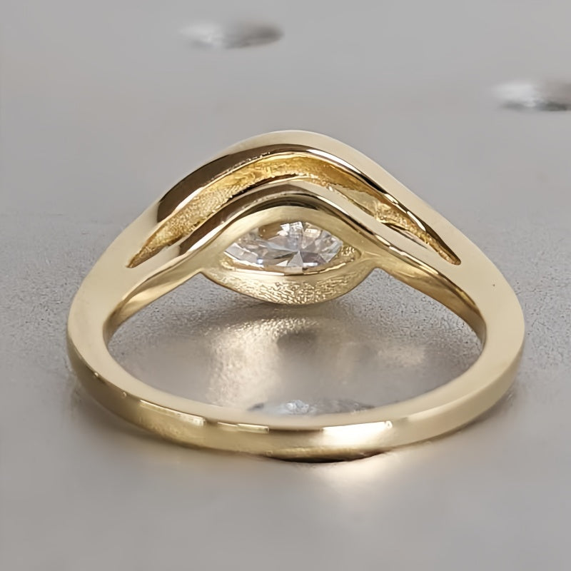 14K Gold Lab Grown Diamond CVD 2CT Pear-Cut Unique Design Promise Ring For Daily Wear
