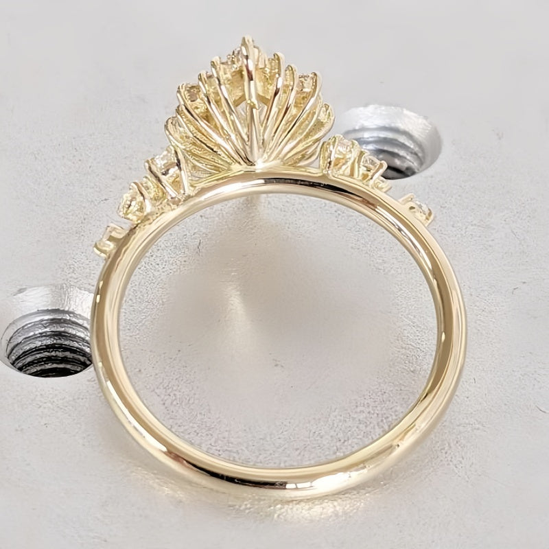 14K Gold Lab Grown Diamond CVD 2CT Marquise-Cut Vintage Royal Style Promise Ring
