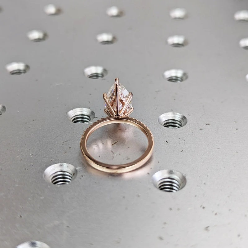 14K Gold Lab Grown Diamond CVD 2.5CT Pear-Cut Hidden Halo Engagement Ring
