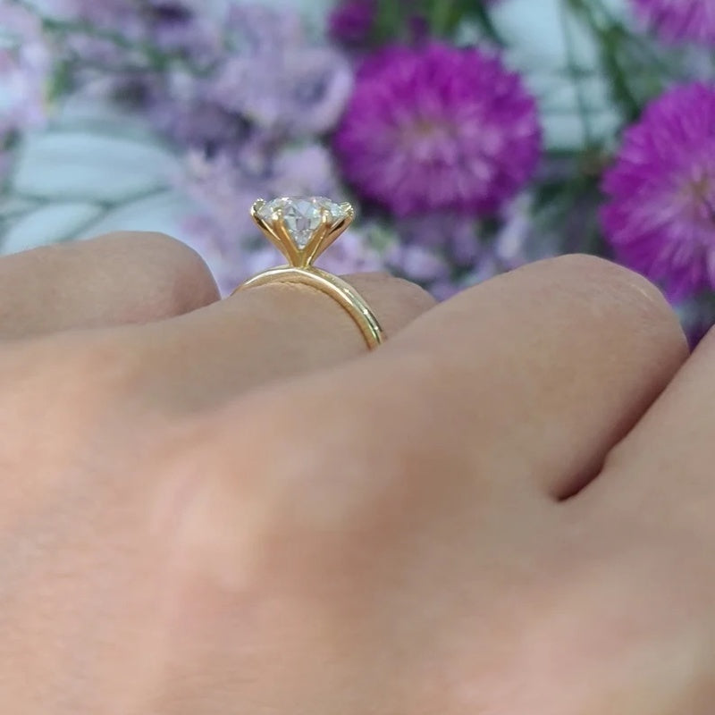 14K Gold Lab Grown Diamond CVD 2CT Round-Cut Classic Engagement Ring