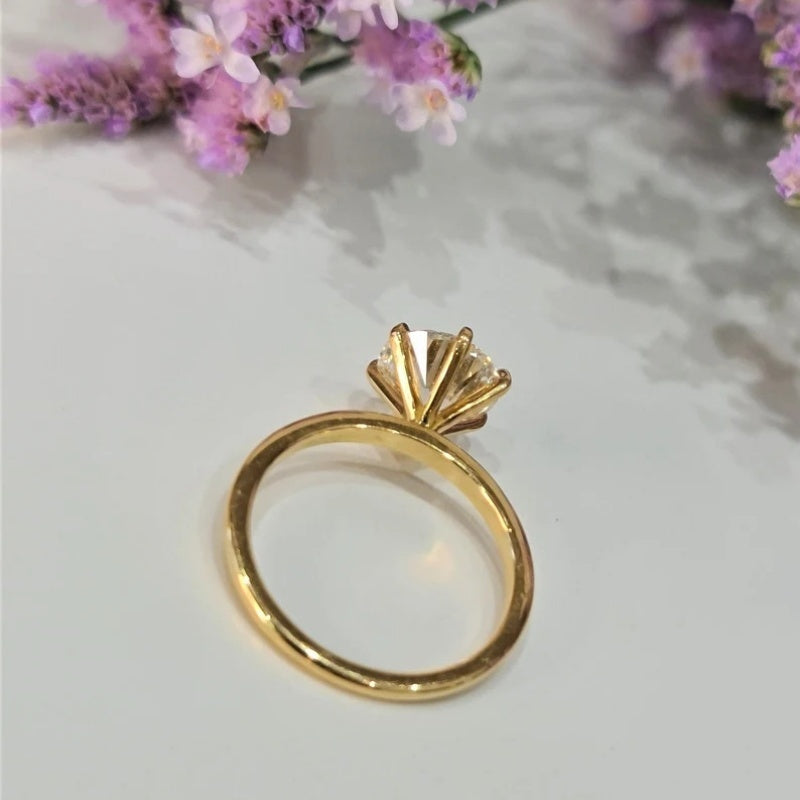 14K Gold Lab Grown Diamond CVD 2CT Round-Cut Classic Engagement Ring