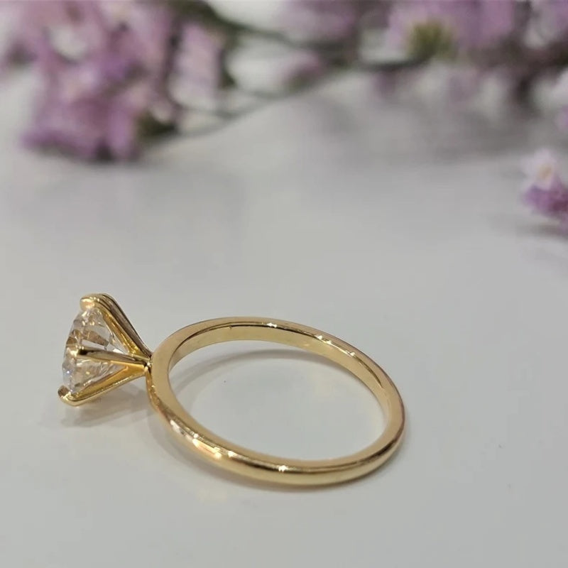 14K Gold Lab Grown Diamond CVD 2CT Round-Cut Classic Engagement Ring